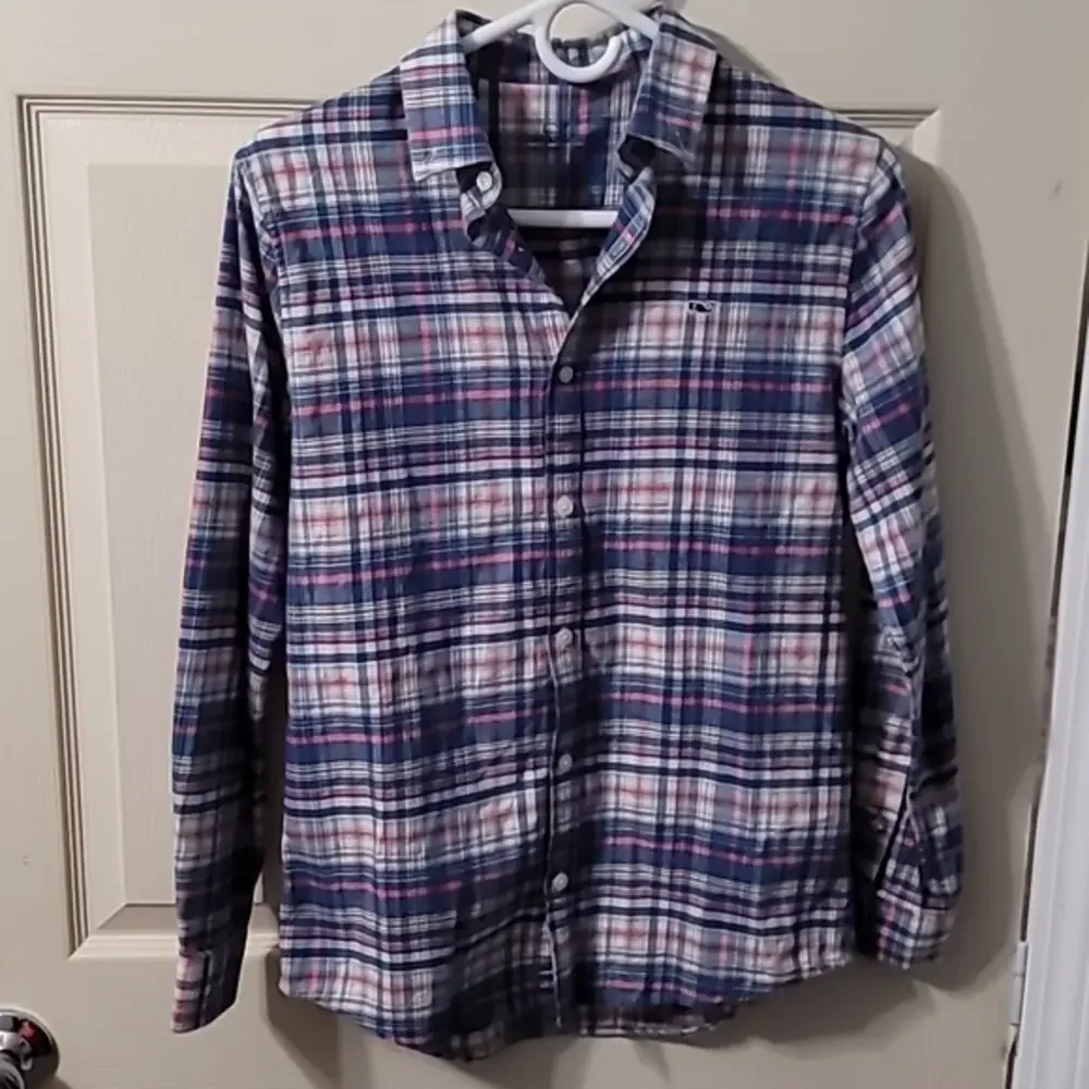 Vinyard Vines Flannel Plaid Whale‎ Button-down Youth (L/16) Shirt